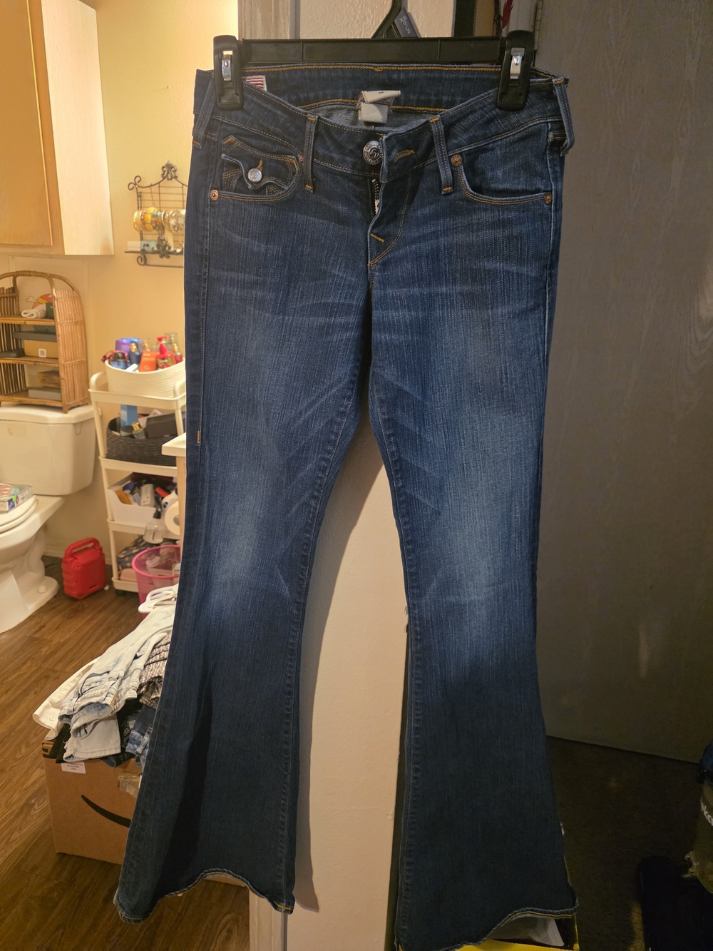 True Religion Dark Blue Carry Jeans with Contrast Stitching